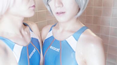 精品推荐岛国专操COSCD卖家出品 极品高颜双伪娘浴室泳衣拉珠扩张后入